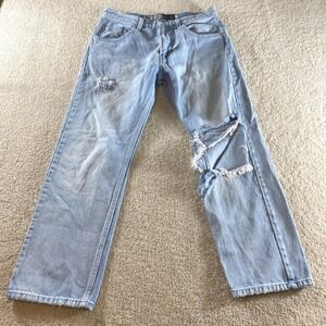 Levi's SilverTab Straight Jeans Mens 32x30 Light Blue Fair‎ Distressed
